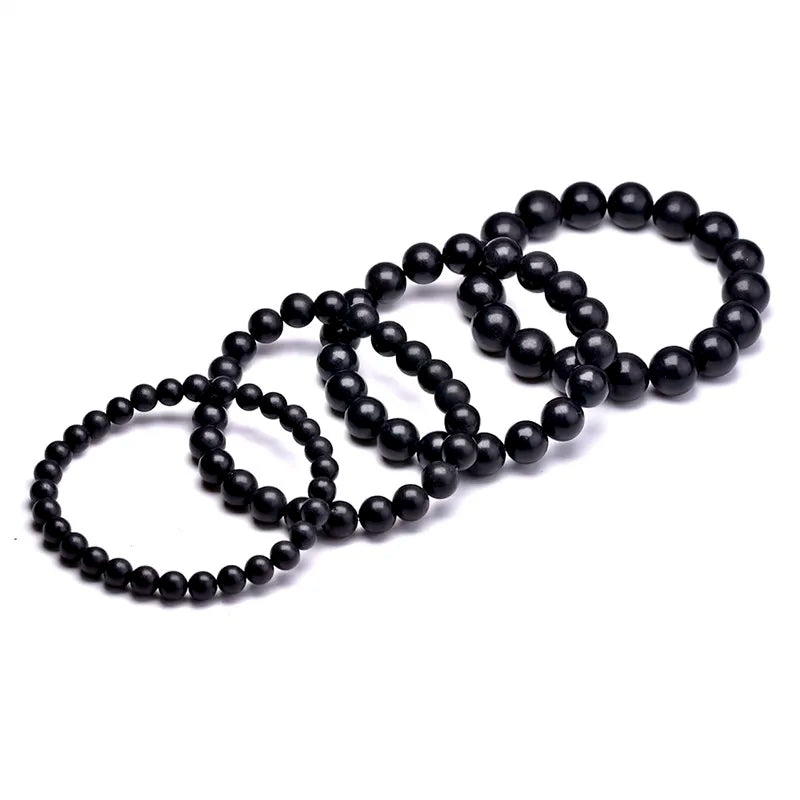 Natural Black Shungite Magnetic Graphite Beaded Bracelet