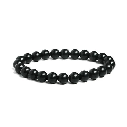 Natural Black Shungite Magnetic Graphite Beaded Bracelet