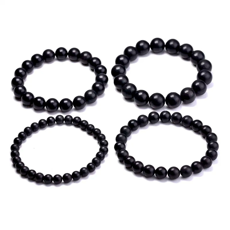 Natural Black Shungite Magnetic Graphite Beaded Bracelet